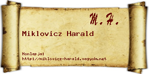 Miklovicz Harald névjegykártya
